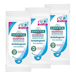Obrázek pro produkt SANYTOL 3 x 24ks antialergenní univerzální čistící utěrky